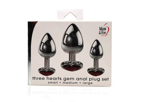 ADAM & EVE THREE HEARTS ALUMINUM PLUG SET